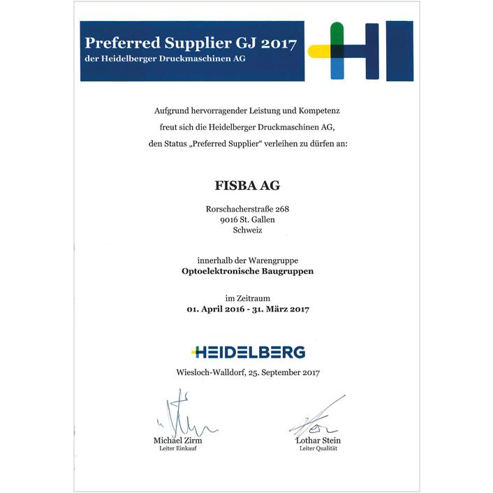 Heidelberg Preferred Supplier 2017