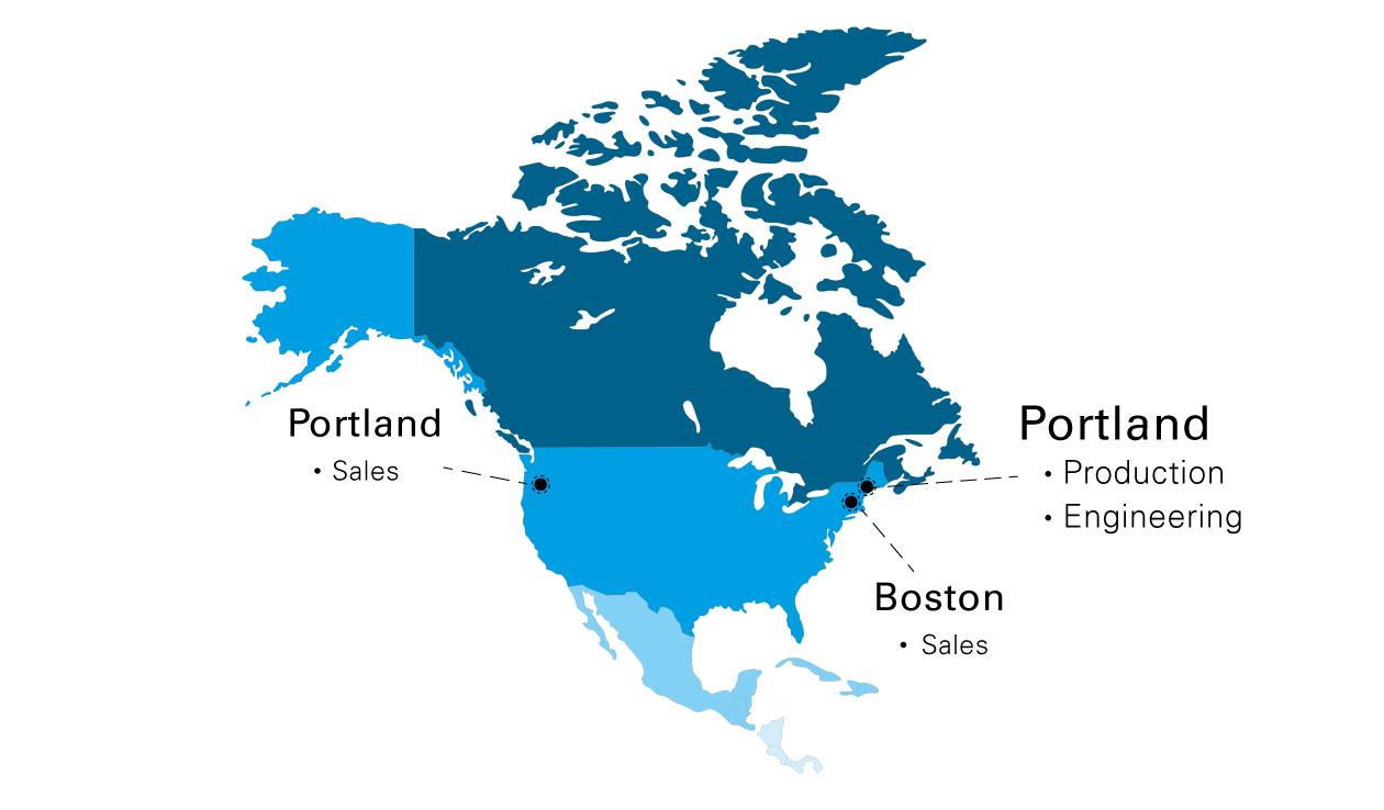 North America Mapp - Portland, Sales - Tucson, FISBA North America (LLC) Production Site and Engineering - Boston, Sales