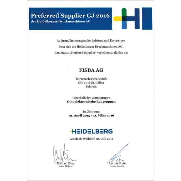 Heidelberg Preferred Supplier 2016